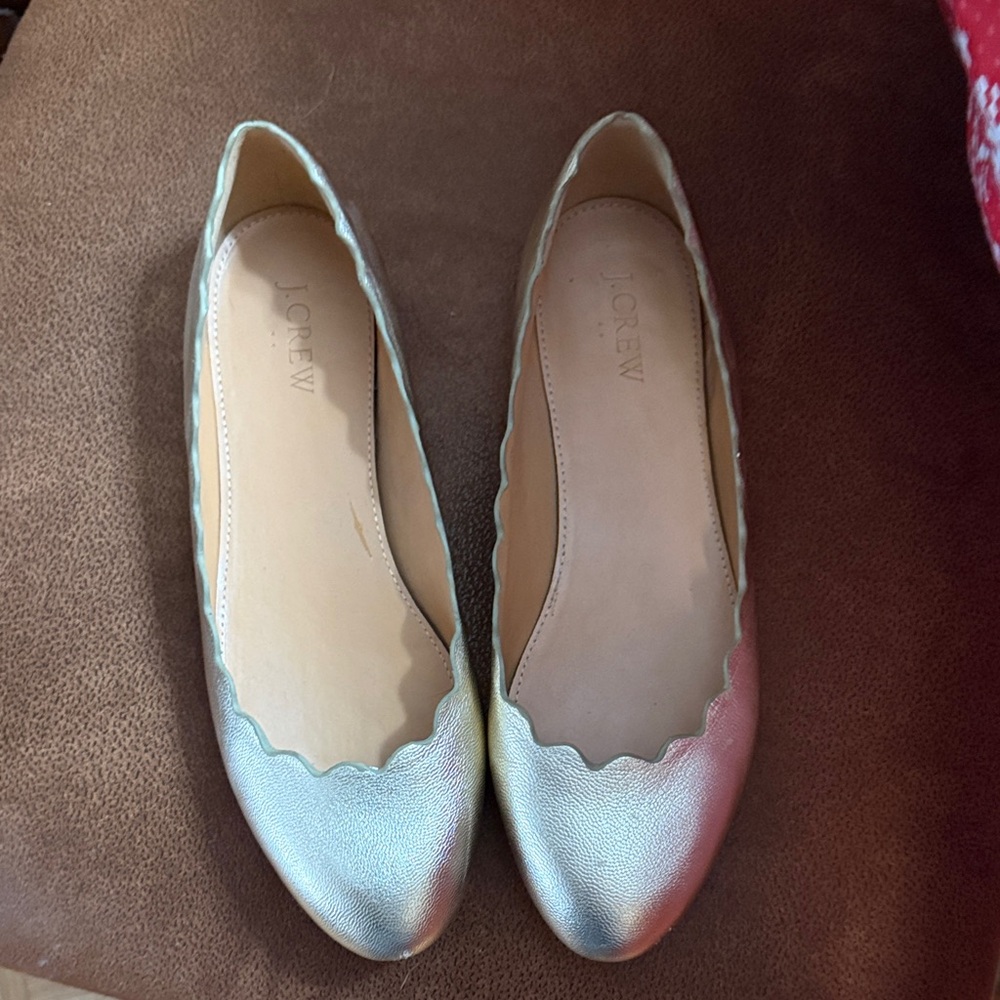 J. Crew Women's Metallic gold Scalloped Flats